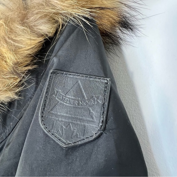 RUDSAK Atelier Noir black down parka fur collar winter coat S - Picture 8 of 15